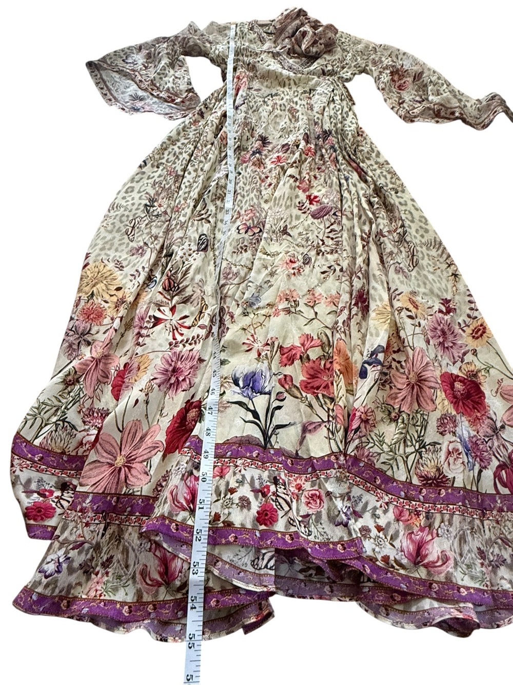 Camilla Silk Wrap Maxi‎ Dress Floral Butterfly Leopard Scarf Sash Embellished S - Picture 14 of 15